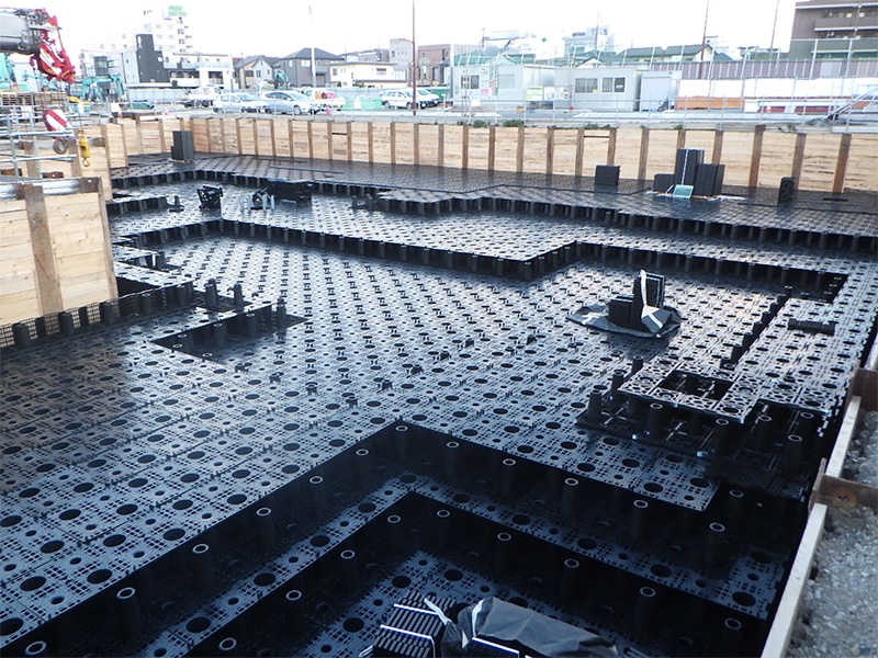 a rainwater storage and permeation tank of a Public works Park underground