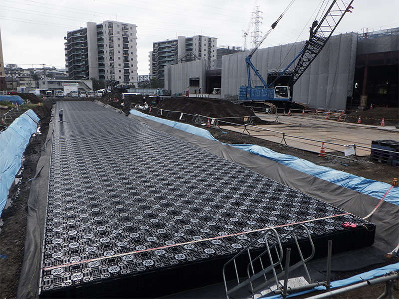 a rainwater storage and permeation tank of a Commercial facility parking