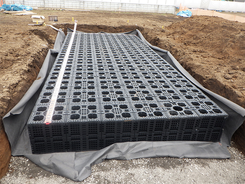 a rainwater storage and permeation tank of a Senior care home